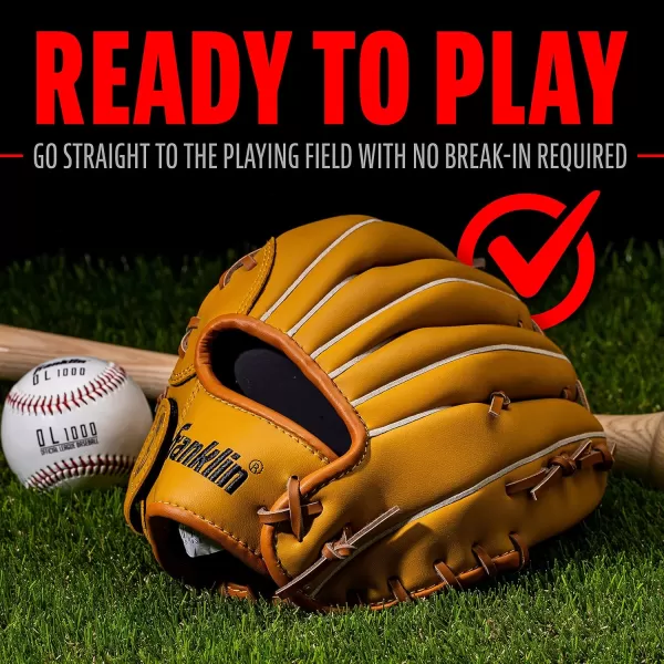 Franklin Sports Baseball  Softball Gloves  Field Master Adult  Youth Baseball  Softball Gloves  Right Hand  Left Hand Gloves  Infield  Outfield Mitts  Multiple Sizes  ColorsTan