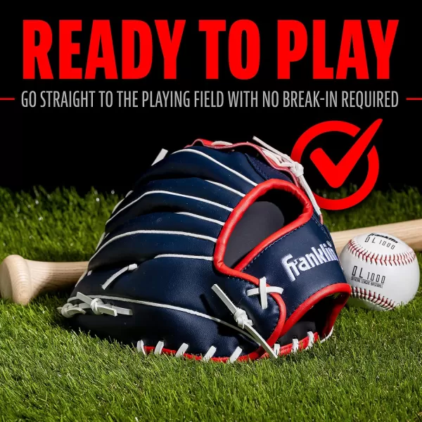 Franklin Sports Baseball  Softball Gloves  Field Master Adult  Youth Baseball  Softball Gloves  Right Hand  Left Hand Gloves  Infield  Outfield Mitts  Multiple Sizes  ColorsRed  White  Blue