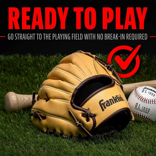Franklin Sports Baseball  Softball Gloves  Field Master Adult  Youth Baseball  Softball Gloves  Right Hand  Left Hand Gloves  Infield  Outfield Mitts  Multiple Sizes  ColorsCamel