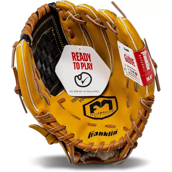 Franklin Sports Baseball  Softball Gloves  Field Master Adult  Youth Baseball  Softball Gloves  Right Hand  Left Hand Gloves  Infield  Outfield Mitts  Multiple Sizes  ColorsTan