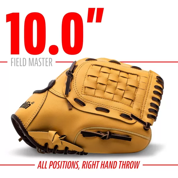 Franklin Sports Baseball  Softball Gloves  Field Master Adult  Youth Baseball  Softball Gloves  Right Hand  Left Hand Gloves  Infield  Outfield Mitts  Multiple Sizes  ColorsCamel