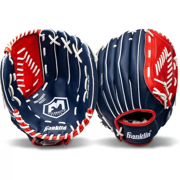 Franklin Sports Baseball  Softball Gloves  Field Master Adult  Youth Baseball  Softball Gloves  Right Hand  Left Hand Gloves  Infield  Outfield Mitts  Multiple Sizes  ColorsRed  White  Blue
