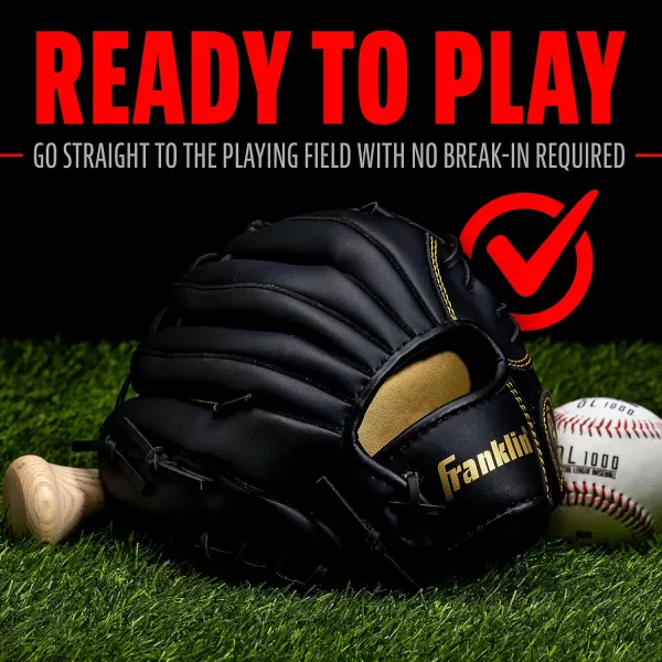 Franklin Sports Baseball  Softball Gloves  Field Master Adult  Youth Baseball  Softball Gloves  Right Hand  Left Hand Gloves  Infield  Outfield Mitts  Multiple Sizes  ColorsBlackGold