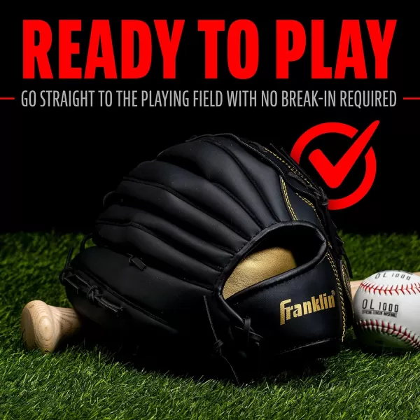 Franklin Sports Baseball  Softball Gloves  Field Master Adult  Youth Baseball  Softball Gloves  Right Hand  Left Hand Gloves  Infield  Outfield Mitts  Multiple Sizes  ColorsBlackGold