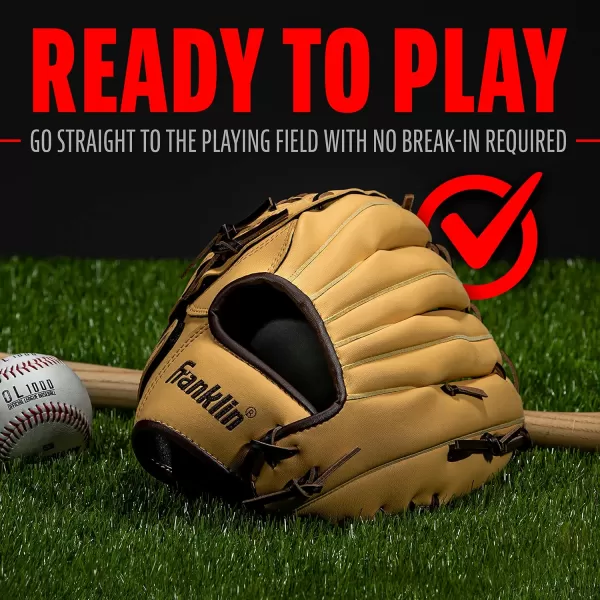 Franklin Sports Baseball  Softball Gloves  Field Master Adult  Youth Baseball  Softball Gloves  Right Hand  Left Hand Gloves  Infield  Outfield Mitts  Multiple Sizes  ColorsCamel