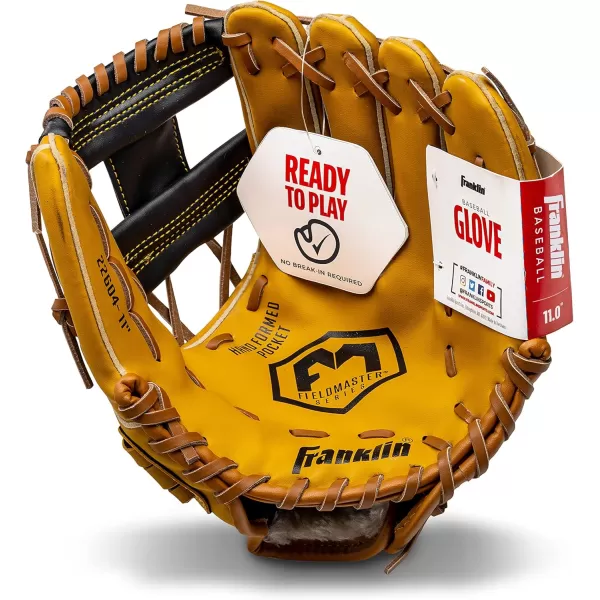 Franklin Sports Baseball  Softball Gloves  Field Master Adult  Youth Baseball  Softball Gloves  Right Hand  Left Hand Gloves  Infield  Outfield Mitts  Multiple Sizes  ColorsTan