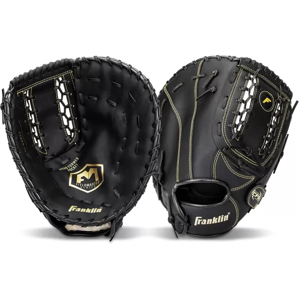 Franklin Sports Baseball  Softball Gloves  Field Master Adult  Youth Baseball  Softball Gloves  Right Hand  Left Hand Gloves  Infield  Outfield Mitts  Multiple Sizes  ColorsBlackGold
