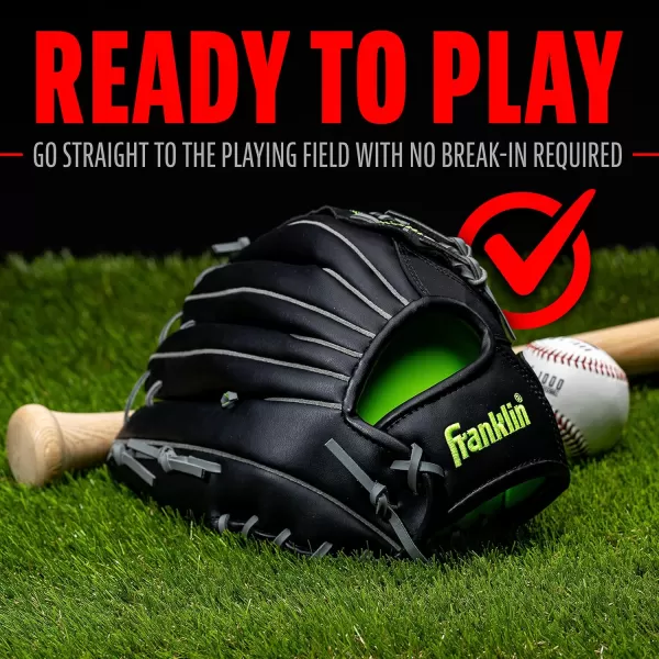 Franklin Sports Baseball  Softball Gloves  Field Master Adult  Youth Baseball  Softball Gloves  Right Hand  Left Hand Gloves  Infield  Outfield Mitts  Multiple Sizes  ColorsBlack