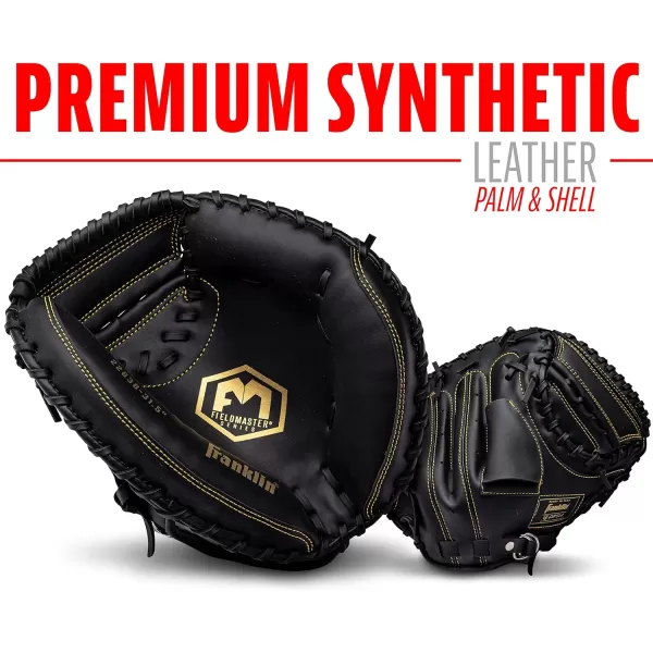 Franklin Sports Baseball  Softball Gloves  Field Master Adult  Youth Baseball  Softball Gloves  Right Hand  Left Hand Gloves  Infield  Outfield Mitts  Multiple Sizes  ColorsBlackGold