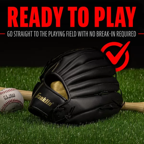 Franklin Sports Baseball  Softball Gloves  Field Master Adult  Youth Baseball  Softball Gloves  Right Hand  Left Hand Gloves  Infield  Outfield Mitts  Multiple Sizes  ColorsBlackGold