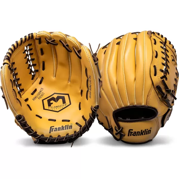 Franklin Sports Baseball  Softball Gloves  Field Master Adult  Youth Baseball  Softball Gloves  Right Hand  Left Hand Gloves  Infield  Outfield Mitts  Multiple Sizes  ColorsCamel