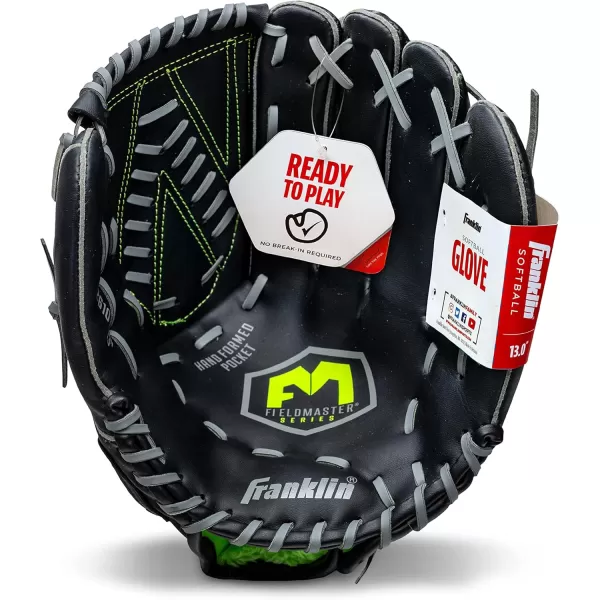 Franklin Sports Baseball  Softball Gloves  Field Master Adult  Youth Baseball  Softball Gloves  Right Hand  Left Hand Gloves  Infield  Outfield Mitts  Multiple Sizes  ColorsBlack