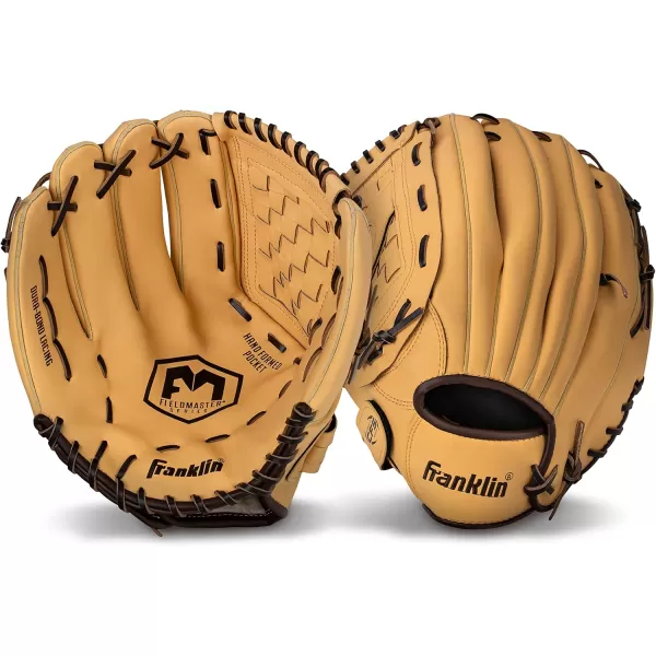 Franklin Sports Baseball  Softball Gloves  Field Master Adult  Youth Baseball  Softball Gloves  Right Hand  Left Hand Gloves  Infield  Outfield Mitts  Multiple Sizes  ColorsCamel