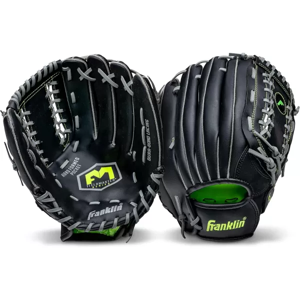Franklin Sports Baseball  Softball Gloves  Field Master Adult  Youth Baseball  Softball Gloves  Right Hand  Left Hand Gloves  Infield  Outfield Mitts  Multiple Sizes  ColorsBlack