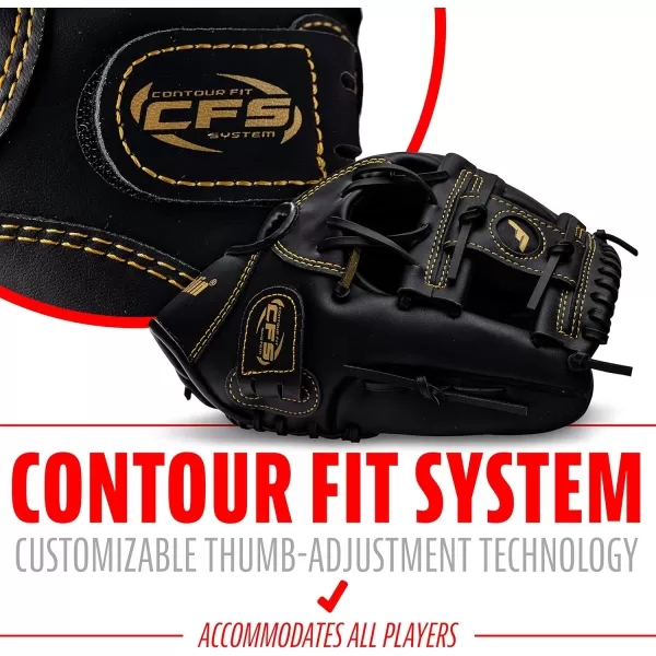 Franklin Sports Baseball  Softball Gloves  Field Master Adult  Youth Baseball  Softball Gloves  Right Hand  Left Hand Gloves  Infield  Outfield Mitts  Multiple Sizes  ColorsBlackGold