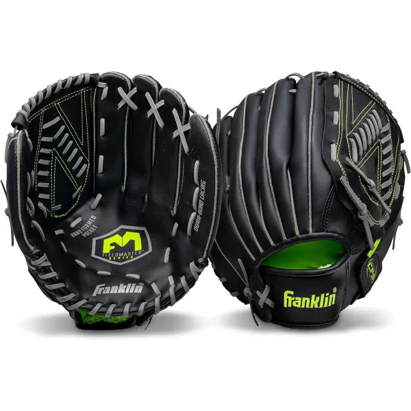 Franklin Sports Baseball  Softball Gloves  Field Master Adult  Youth Baseball  Softball Gloves  Right Hand  Left Hand Gloves  Infield  Outfield Mitts  Multiple Sizes  ColorsBlack