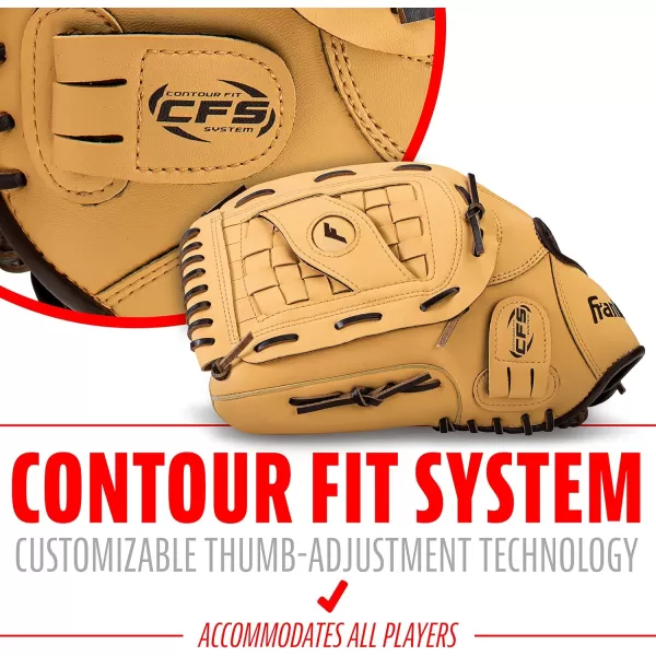 Franklin Sports Baseball  Softball Gloves  Field Master Adult  Youth Baseball  Softball Gloves  Right Hand  Left Hand Gloves  Infield  Outfield Mitts  Multiple Sizes  ColorsCamel