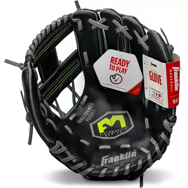 Franklin Sports Baseball  Softball Gloves  Field Master Adult  Youth Baseball  Softball Gloves  Right Hand  Left Hand Gloves  Infield  Outfield Mitts  Multiple Sizes  ColorsBlack