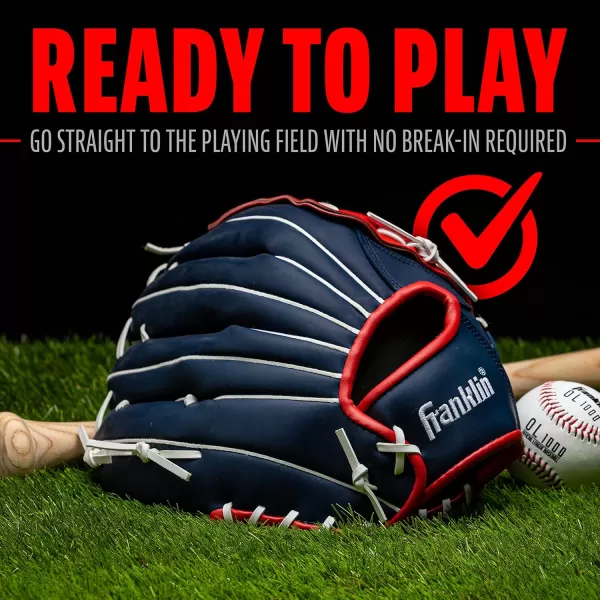 Franklin Sports Baseball  Softball Gloves  Field Master Adult  Youth Baseball  Softball Gloves  Right Hand  Left Hand Gloves  Infield  Outfield Mitts  Multiple Sizes  ColorsRed  White  Blue
