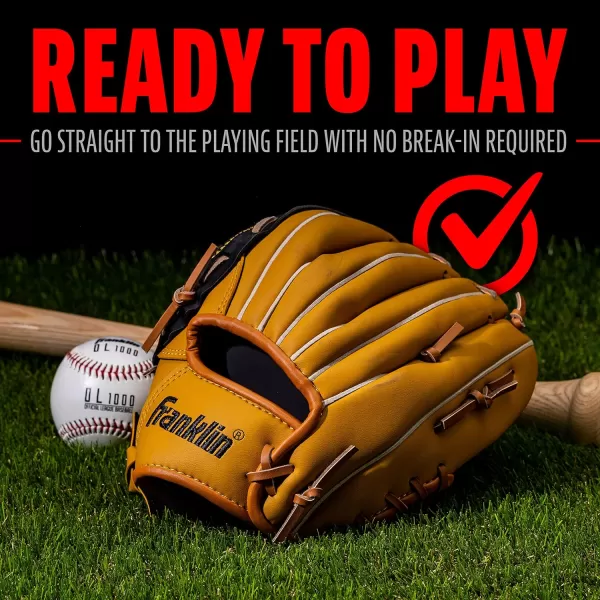 Franklin Sports Baseball  Softball Gloves  Field Master Adult  Youth Baseball  Softball Gloves  Right Hand  Left Hand Gloves  Infield  Outfield Mitts  Multiple Sizes  ColorsTan