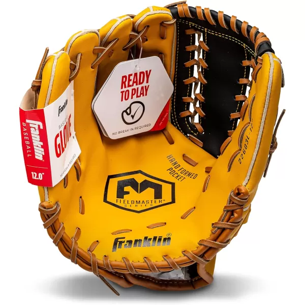 Franklin Sports Baseball  Softball Gloves  Field Master Adult  Youth Baseball  Softball Gloves  Right Hand  Left Hand Gloves  Infield  Outfield Mitts  Multiple Sizes  ColorsTan