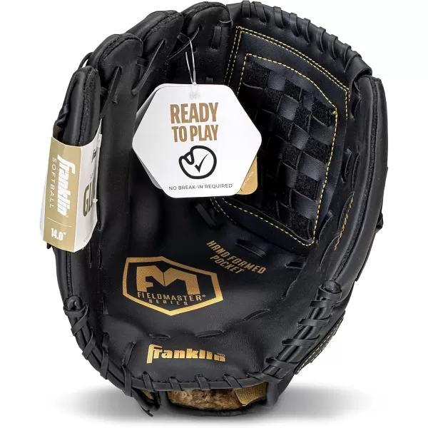 Franklin Sports Baseball  Softball Gloves  Field Master Adult  Youth Baseball  Softball Gloves  Right Hand  Left Hand Gloves  Infield  Outfield Mitts  Multiple Sizes  ColorsBlackGold