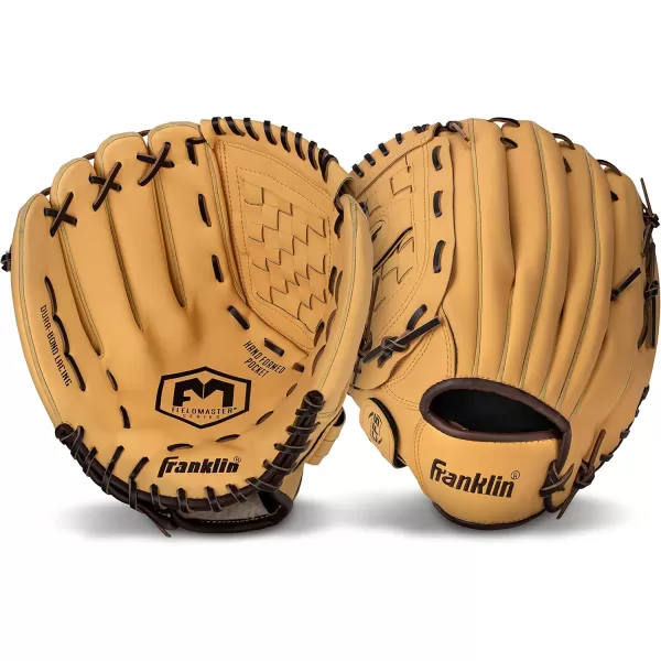 Franklin Sports Baseball  Softball Gloves  Field Master Adult  Youth Baseball  Softball Gloves  Right Hand  Left Hand Gloves  Infield  Outfield Mitts  Multiple Sizes  ColorsCamel