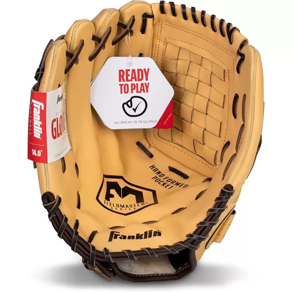 Franklin Sports Baseball  Softball Gloves  Field Master Adult  Youth Baseball  Softball Gloves  Right Hand  Left Hand Gloves  Infield  Outfield Mitts  Multiple Sizes  ColorsCamel