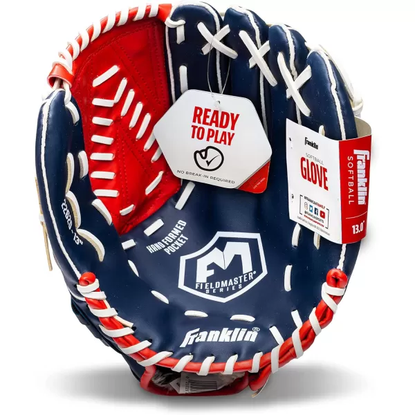Franklin Sports Baseball  Softball Gloves  Field Master Adult  Youth Baseball  Softball Gloves  Right Hand  Left Hand Gloves  Infield  Outfield Mitts  Multiple Sizes  ColorsRed  White  Blue