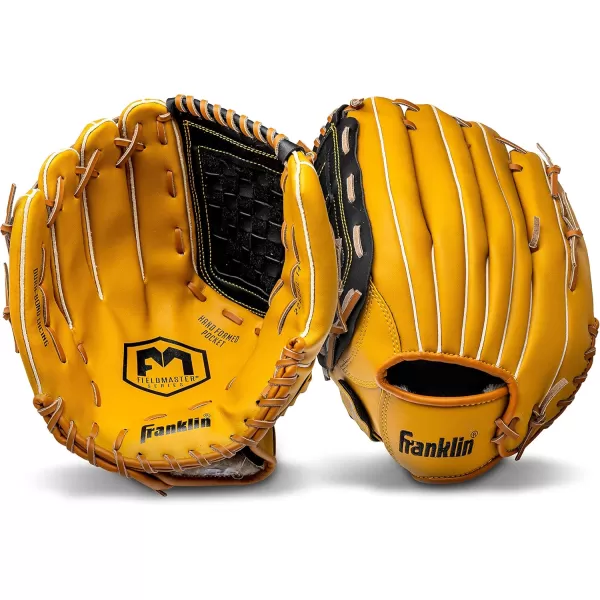 Franklin Sports Baseball  Softball Gloves  Field Master Adult  Youth Baseball  Softball Gloves  Right Hand  Left Hand Gloves  Infield  Outfield Mitts  Multiple Sizes  ColorsTan