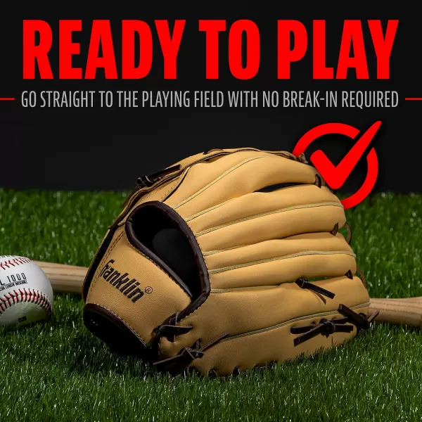 Franklin Sports Baseball  Softball Gloves  Field Master Adult  Youth Baseball  Softball Gloves  Right Hand  Left Hand Gloves  Infield  Outfield Mitts  Multiple Sizes  ColorsCamel