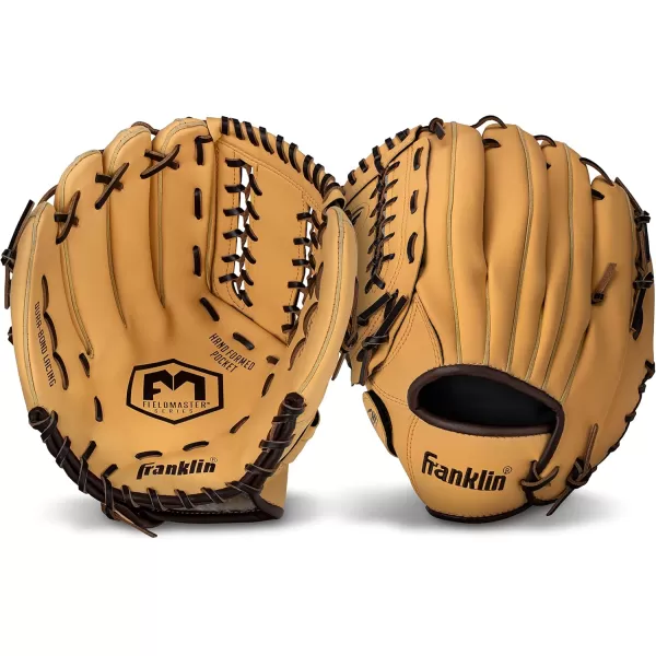 Franklin Sports Baseball  Softball Gloves  Field Master Adult  Youth Baseball  Softball Gloves  Right Hand  Left Hand Gloves  Infield  Outfield Mitts  Multiple Sizes  ColorsCamel
