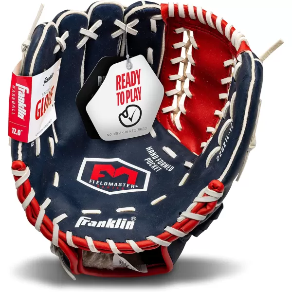 Franklin Sports Baseball  Softball Gloves  Field Master Adult  Youth Baseball  Softball Gloves  Right Hand  Left Hand Gloves  Infield  Outfield Mitts  Multiple Sizes  ColorsRed  White  Blue
