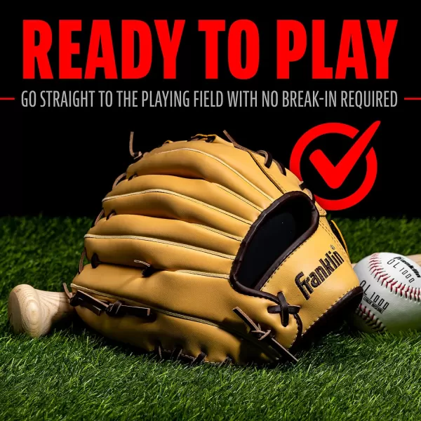 Franklin Sports Baseball  Softball Gloves  Field Master Adult  Youth Baseball  Softball Gloves  Right Hand  Left Hand Gloves  Infield  Outfield Mitts  Multiple Sizes  ColorsCamel
