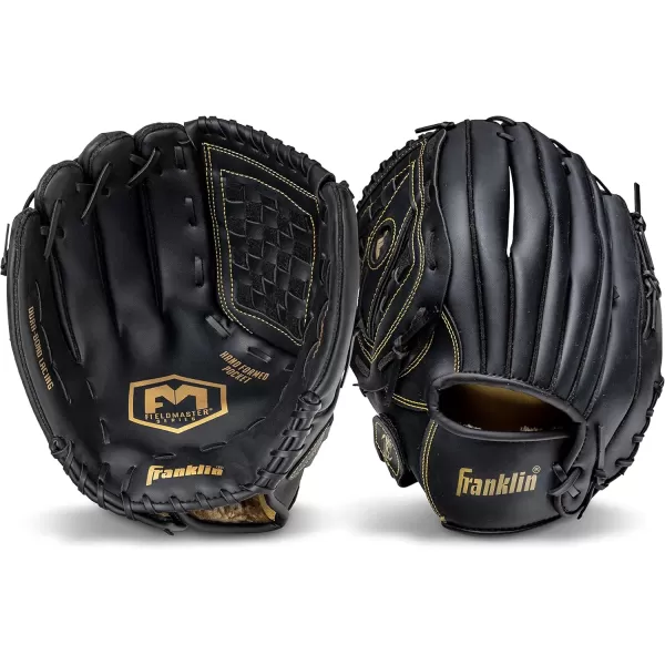 Franklin Sports Baseball  Softball Gloves  Field Master Adult  Youth Baseball  Softball Gloves  Right Hand  Left Hand Gloves  Infield  Outfield Mitts  Multiple Sizes  ColorsBlackGold
