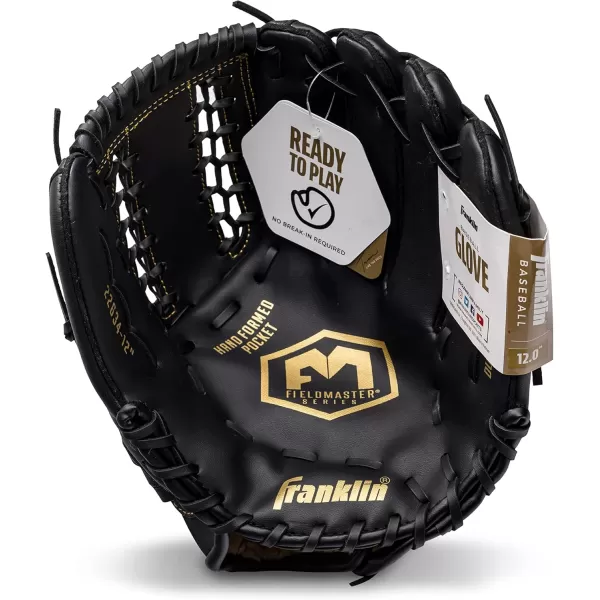 Franklin Sports Baseball  Softball Gloves  Field Master Adult  Youth Baseball  Softball Gloves  Right Hand  Left Hand Gloves  Infield  Outfield Mitts  Multiple Sizes  ColorsBlackGold