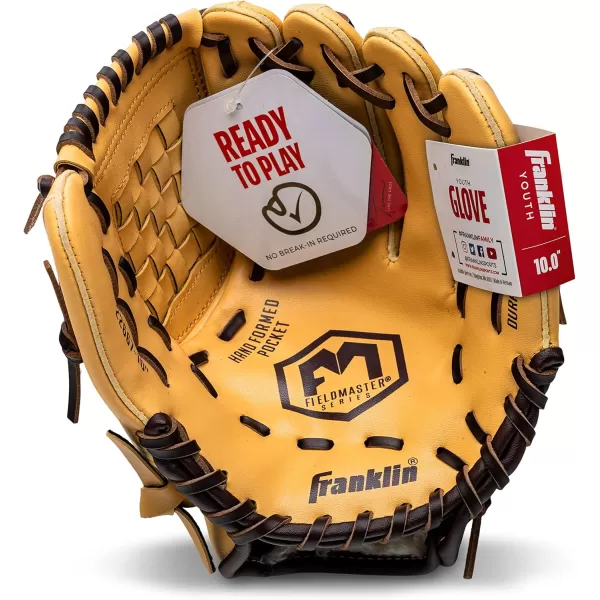 Franklin Sports Baseball  Softball Gloves  Field Master Adult  Youth Baseball  Softball Gloves  Right Hand  Left Hand Gloves  Infield  Outfield Mitts  Multiple Sizes  ColorsCamel