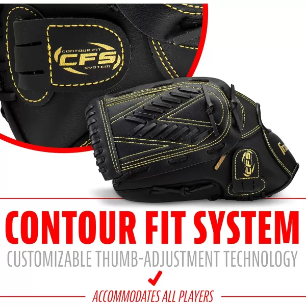 Franklin Sports Baseball  Softball Gloves  Field Master Adult  Youth Baseball  Softball Gloves  Right Hand  Left Hand Gloves  Infield  Outfield Mitts  Multiple Sizes  ColorsBlackGold