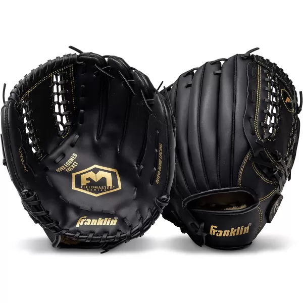 Franklin Sports Baseball  Softball Gloves  Field Master Adult  Youth Baseball  Softball Gloves  Right Hand  Left Hand Gloves  Infield  Outfield Mitts  Multiple Sizes  ColorsBlackGold