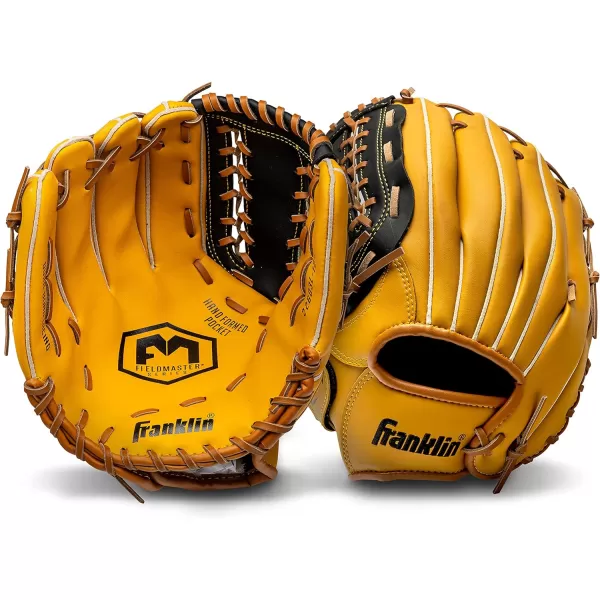Franklin Sports Baseball  Softball Gloves  Field Master Adult  Youth Baseball  Softball Gloves  Right Hand  Left Hand Gloves  Infield  Outfield Mitts  Multiple Sizes  ColorsTan