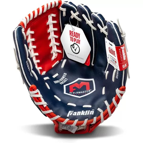 Franklin Sports Baseball  Softball Gloves  Field Master Adult  Youth Baseball  Softball Gloves  Right Hand  Left Hand Gloves  Infield  Outfield Mitts  Multiple Sizes  ColorsRed  White  Blue