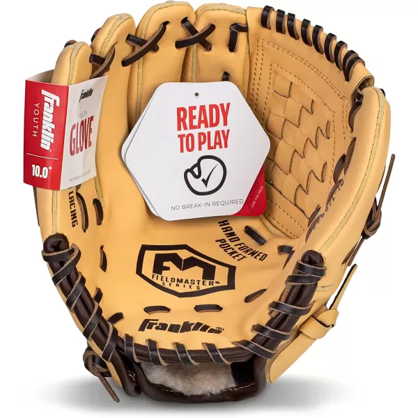 Franklin Sports Baseball  Softball Gloves  Field Master Adult  Youth Baseball  Softball Gloves  Right Hand  Left Hand Gloves  Infield  Outfield Mitts  Multiple Sizes  ColorsCamel