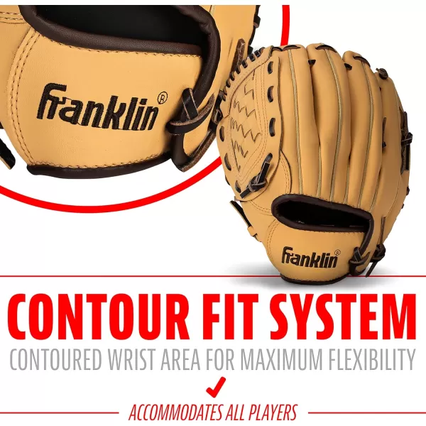 Franklin Sports Baseball  Softball Gloves  Field Master Adult  Youth Baseball  Softball Gloves  Right Hand  Left Hand Gloves  Infield  Outfield Mitts  Multiple Sizes  ColorsCamel