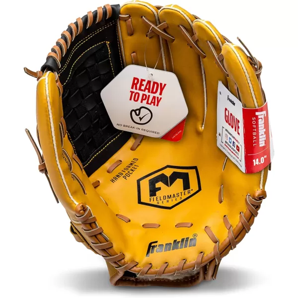 Franklin Sports Baseball  Softball Gloves  Field Master Adult  Youth Baseball  Softball Gloves  Right Hand  Left Hand Gloves  Infield  Outfield Mitts  Multiple Sizes  ColorsTan