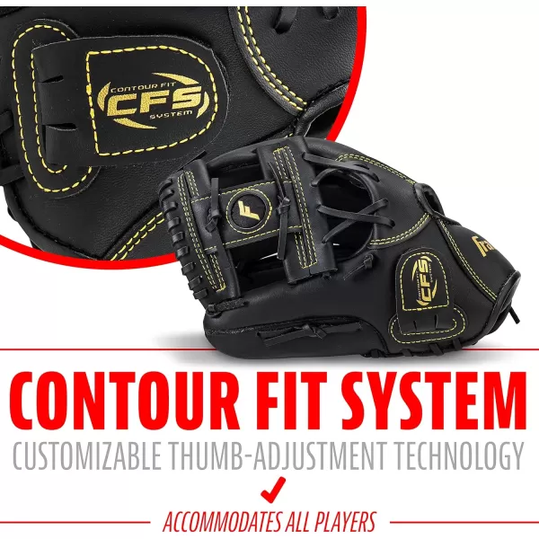 Franklin Sports Baseball  Softball Gloves  Field Master Adult  Youth Baseball  Softball Gloves  Right Hand  Left Hand Gloves  Infield  Outfield Mitts  Multiple Sizes  ColorsBlackGold