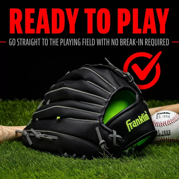Franklin Sports Baseball  Softball Gloves  Field Master Adult  Youth Baseball  Softball Gloves  Right Hand  Left Hand Gloves  Infield  Outfield Mitts  Multiple Sizes  ColorsBlack
