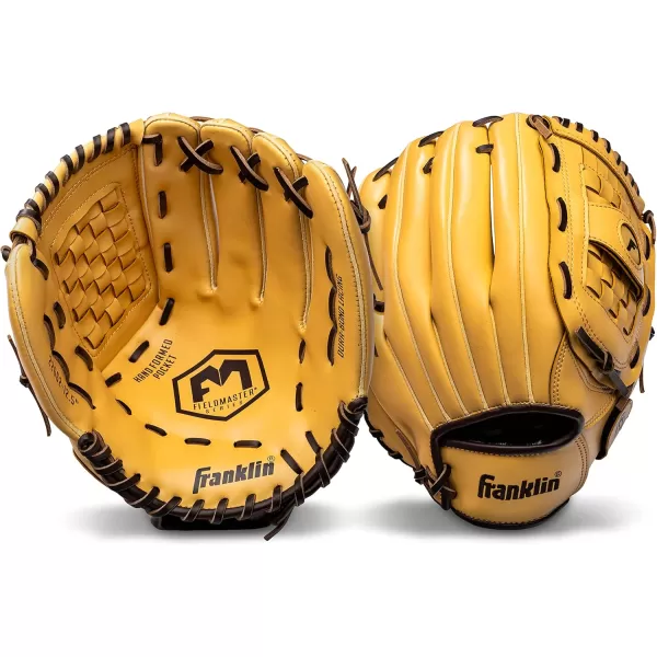 Franklin Sports Baseball  Softball Gloves  Field Master Adult  Youth Baseball  Softball Gloves  Right Hand  Left Hand Gloves  Infield  Outfield Mitts  Multiple Sizes  ColorsCamel