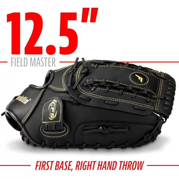 Franklin Sports Baseball  Softball Gloves  Field Master Adult  Youth Baseball  Softball Gloves  Right Hand  Left Hand Gloves  Infield  Outfield Mitts  Multiple Sizes  ColorsBlackGold