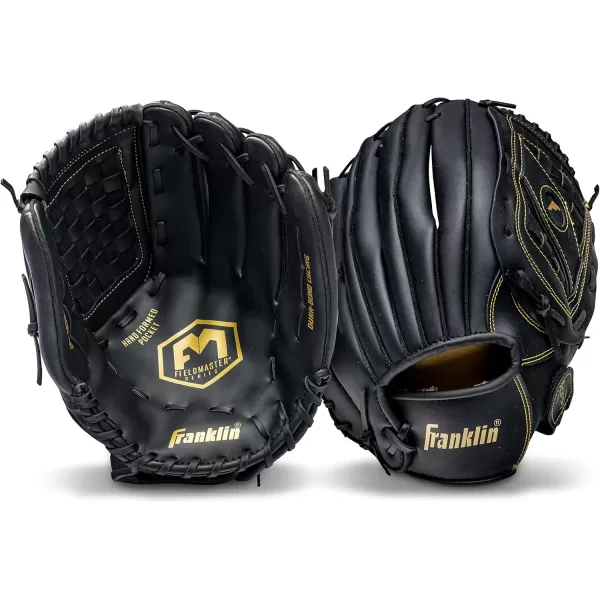 Franklin Sports Baseball  Softball Gloves  Field Master Adult  Youth Baseball  Softball Gloves  Right Hand  Left Hand Gloves  Infield  Outfield Mitts  Multiple Sizes  ColorsBlackGold