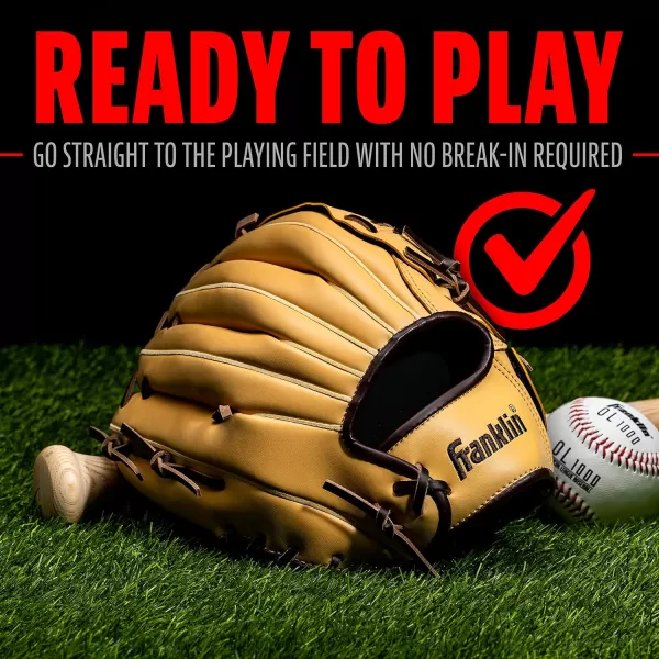 Franklin Sports Baseball  Softball Gloves  Field Master Adult  Youth Baseball  Softball Gloves  Right Hand  Left Hand Gloves  Infield  Outfield Mitts  Multiple Sizes  ColorsCamel
